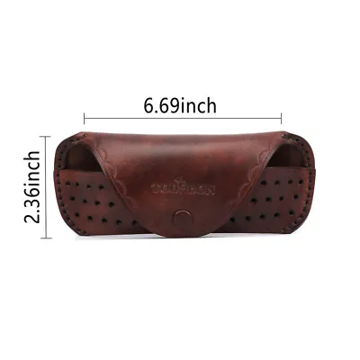 TOURBON Leather Glasses Case Protective Pouch Storage Slim Holder W/Belt Loop UK • £26.99