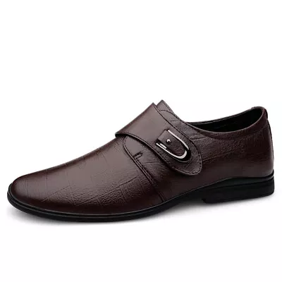 Mens Monk Strap Dress Formal Shoes Leather Pointy Toe Shoes Leisure Business New • $60.99