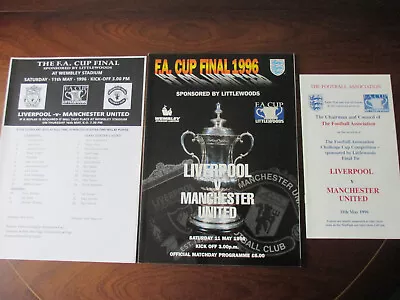 1996 Liverpool V Manchester United FA Cup Final Programme Teamsheet & Menu Vgc • £9.95