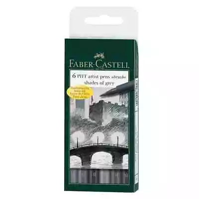 RRP £18.50 - Faber-Castell 6 Pitt Shades Of Grey - 167104 • £8.25