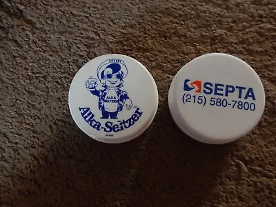 2 Vintage Collapsible Cups Pill Holders Speedy Alka Seltzer Septa Transportation • $10