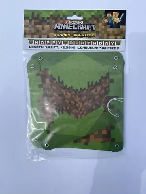 NEW! Mojang MINECRAFT “Happy Birthday” Banner 7.82 Feet Long Grass & Soil Blocks • $6