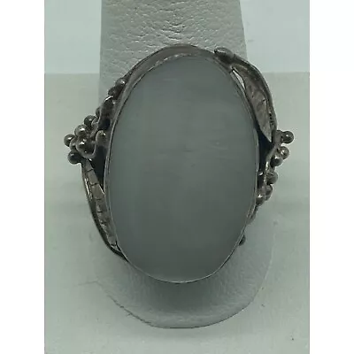 Vintage Sterling Silver Art Nouveau Mother Of Pearl Ring. • $195