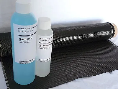 Real Carbon Fiber Kit  Plain Weave Cloth 12  X 36  And 12 Oz. Epoxy Resin • $59.90