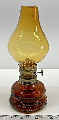 Vintage Collectible Small Amber Globe Kerosene Oil Lamp Retro • $12