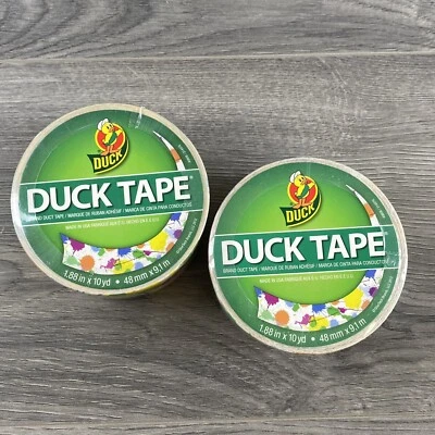 $24.99 • Buy Lot Of 2-Duck Brand 1.88 In X 10 Yds Paint Splatter DESIGN DUCT TAPE ~ NEW