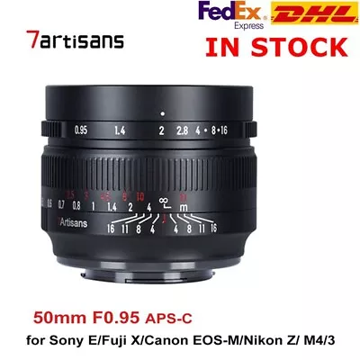 DHL 7artisans 50mm F0.95 APS-C MF Lens Ring For Nikon Z M4/3 Fuji X Canon Sony E • £162