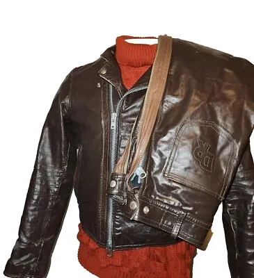 Vintage 1970s Brown Leather Motorcycle Jacket Coat Pants 2 Piece Suit M 40 Tall • $449.99