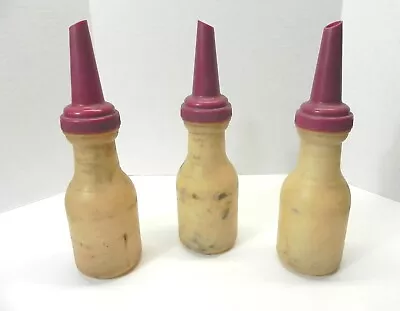 Vintage Lot Of 3 Gas Station Plastic 1 Qt. Motor Oil Bottles W/spouts *pre-owned • $98.97