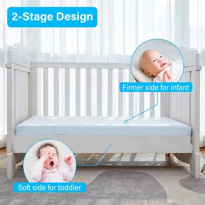 Memory Foam Crib Mattress & Toddler Mattress 38x26x3 With Removable Bamboo Cover • $34.89