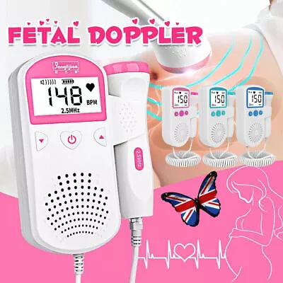 Baby Heartbeat Monitor Fetal Doppler Pregnancy Heart Beat Detector Rate Monitor • £11.49