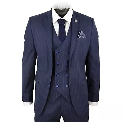 Mens 3 Piece Suit Gatsby 1920s  Gangster Pinstripe Tailored Fit • $198.89