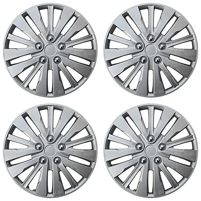 $39.21 • Buy 15  Set Of 4 Silver Wheel Covers Snap On Full Hub Caps Fit R15 Tire & Steel Rim