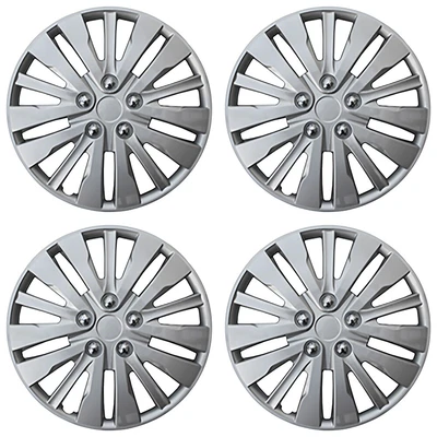 $39.21 • Buy 15  Set Of 4 Silver Wheel Covers Snap On Full Hub Caps Fit R15 Tire & Steel Rim