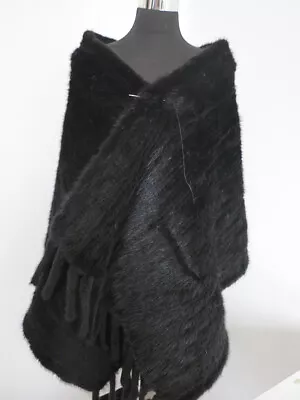 New Braid Genuine Mink Fur Cape Fur Scarf  Premium Quality  200*58 Cm Black Wrap • $139