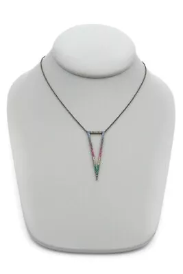 $16.99 • Buy Nadri Necklace Gunmetal Crystal Green Pink Blue White 20 