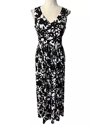 Milly NY Maxi Dress M Medium Black White Stretch Career Church Washable • $49.99