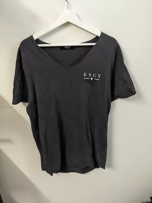 KSCY Shirt Mens Large Black Washed Vintage Style Athleisure Kiss Chacey • $15