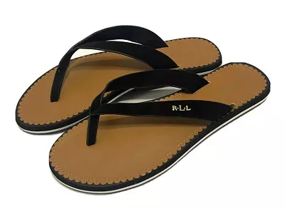 Lauren Ralph Lauren Ryanne Black Velvet Thong Flip Flops Sandals Size 7.5 13777 • $15.99