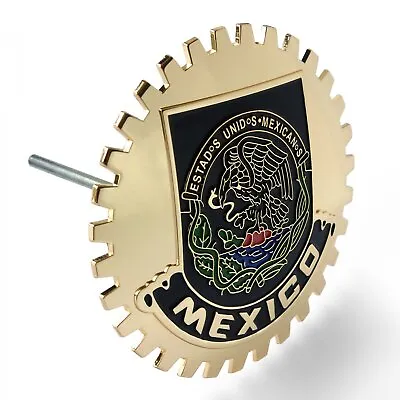 Gold Plated Front Grill Emblem Badge Mexican Flag [MEXICO] Medallion • $29.95
