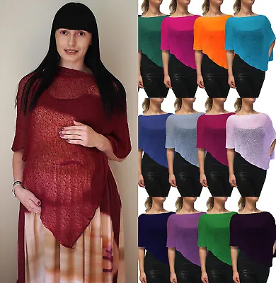 Maternity Small Poncho Plain Stretch Lace Fish Net Bali Crochet Batwing One Size • $18.48