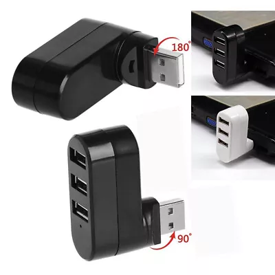 $10.06 • Buy Mini 3 Port USB 2.0 Rotating Splitter Adapter Hub PC Laptop Notebook Accessories