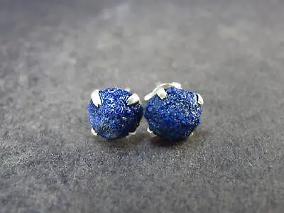 Deep Blue Azurite Crystal Stud Earrings In Sterling Silver From Mexico • $24.99