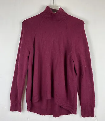 J Crew XL Sweater Wool Alpaca Blend Turtleneck  Maroon Burgundy Long Sleeve • $19.20