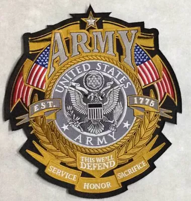 US ARMY X-LARGE  CUSTOM BIKER / MILITARY   ARMY   Back Patch 10 X 11 Inches • $24.50