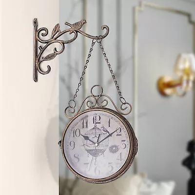 Gentral Station Wall Clock Vintage Double Sided Hanging Clock Home Garden Decor  • $29.64