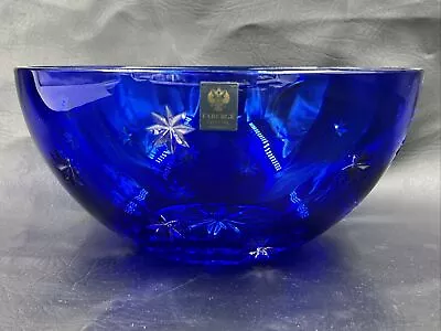 RARE Fabergé Cut To Clear Crystal Russian Imperial Court Cobalt Blue Bowl • $399.99