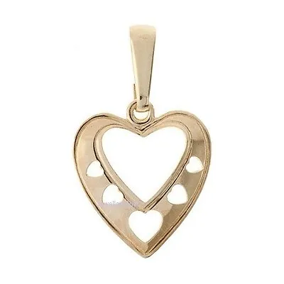 9ct Gold Plain Open LOVE HEART Pendant Charm Mum's Wife Girls X'mas GIFT BOX • £15.99