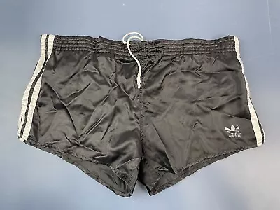 Vintage Adidas 1980's Football Shorts Black Nylon Running Size M Adult • £41.99