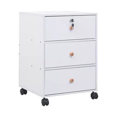 Bedside Cabinet On Casters 40 Cm File Storage Cabinet With 3 Drawers Under Desk • £35.99