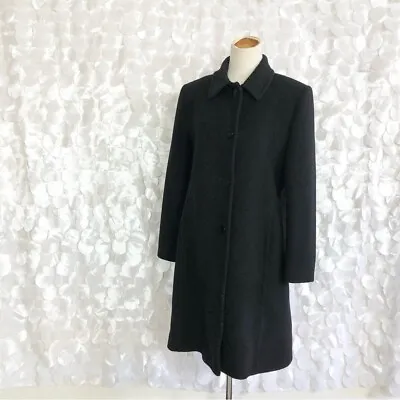 $119 • Buy 100% Camel Hair Larry Levine Black Mid Length Dress Coat 12 Vintage Small