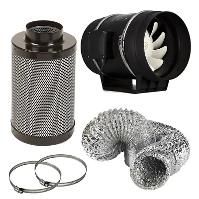 Mixed Flow Extraction System Twin Speed Fan Carbon Filter Aluminium Ducting • £63