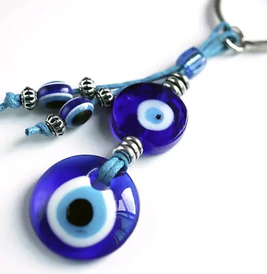 Evil Eye Charm Keyring Keychain Blue Glass Eye Charm Turkish Blue Evil Eye Key • £6.90