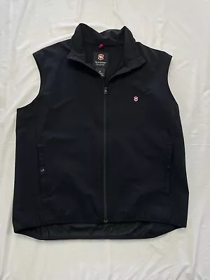 Victorinox Vest Mens Size Medium M Soft Shell Swiss Army Full Zip Black Nylon • $34.95