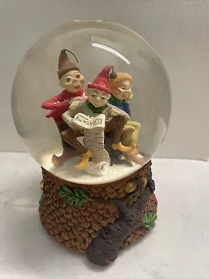 Vtg Snow Globe Three Elves Dept 56 Brownie Tunes We Wish You A Merry Christmas • $74.89