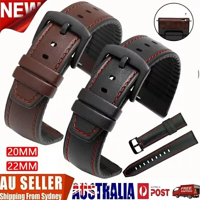 For Samsung Galaxy Watch 3 45mm 46mm | 4 | 5 5 Pro Leather + Silicone Strap Band • $13.55