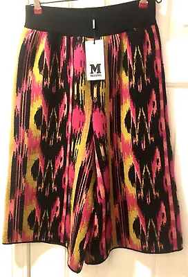 NWT MISSONI Italy Zigzag Knit Sweater Culottes Pants S-M Black Gold Pink Stretch • $154.99