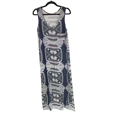 Mara Hoffman Womens Maxi Dress Silk Geometric Black Blue Gray M • $49.99