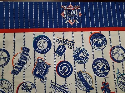 VTG Twin Flat Sheet MLB Rookie League Official W/ Baseball Team Insignias Logos • $18.95