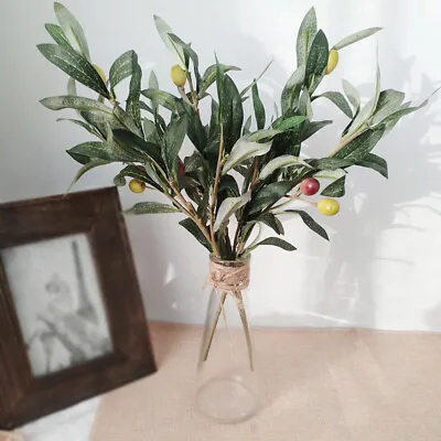 Artificial Fake Olive Leaves Olive Tree Branches Green Leaf Plants Home Dec:da • £3.84