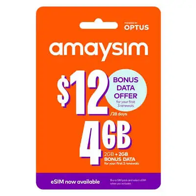 Amaysim Prepaid Sim Card Starter Pack • $15.99