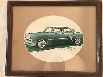 Vtg Antique Car Print Framed Transportation Watercolor Signed Wall Art Mopar GM • $7.99