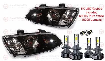 Black Headlights Pair + Full LED Globes For Holden Commodore VE Series 2 SS SV6 • $289