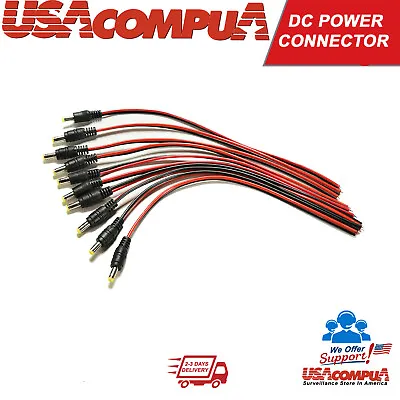 10Pcs 5.5x2.1mm Male DC Power Socket Jack Plug Connector Cable Wire 12V • $5.99