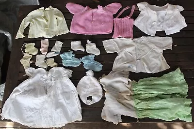 Baby Girl Clothes Lot Vintage Crochet Knit Booties Sweaters Gowns Dresses Bulk • $19