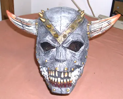 Adult Fearsome Warrior Viking Halloween Costume Horned Helmet Latex Full Mask • $39.99